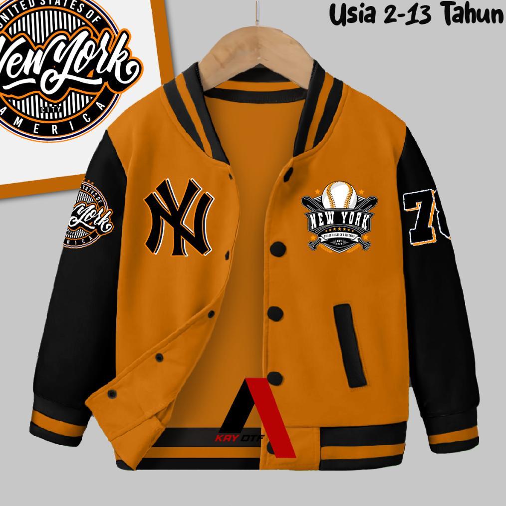 BESTPROMO Jaket Varsity Anak Logo NY Baseball Laki Laki Perempuan Usia 2 - 13 Tahun Jacket Unisex Te