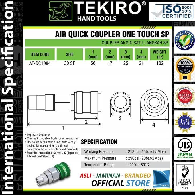 Sale Nepel Selang Angin 30 Sp (Soket Nepel) Drat 3/8 Green Coupler Tekiro