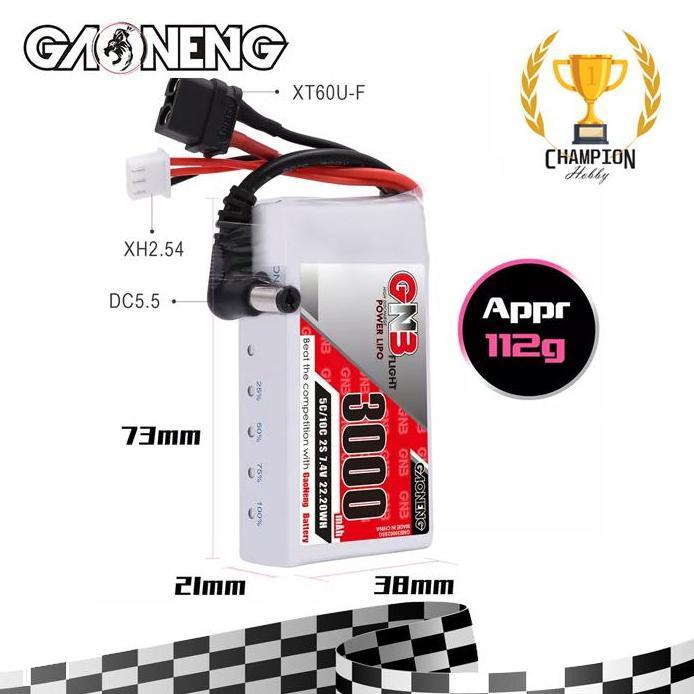 GAONENG battery 3000 mah lipo 2S 7.4V 5C 10C DJI goggles baterai li-po
