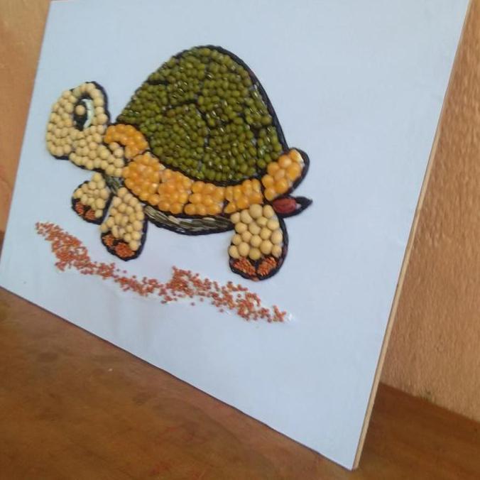 kolase biji bijian kura kura prakarya sekolah
