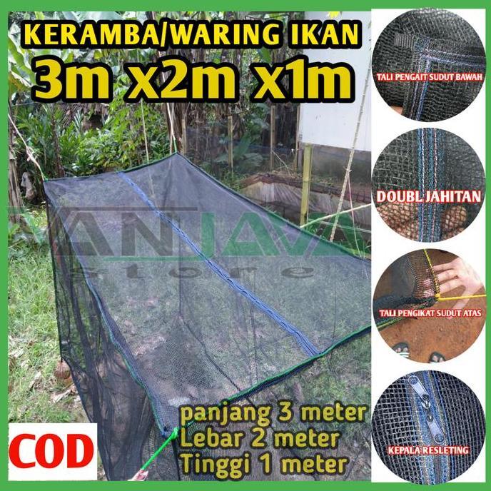 Jaring Keramba ikan tutup burayak larva nila 3x2x1 karamba ikan murah