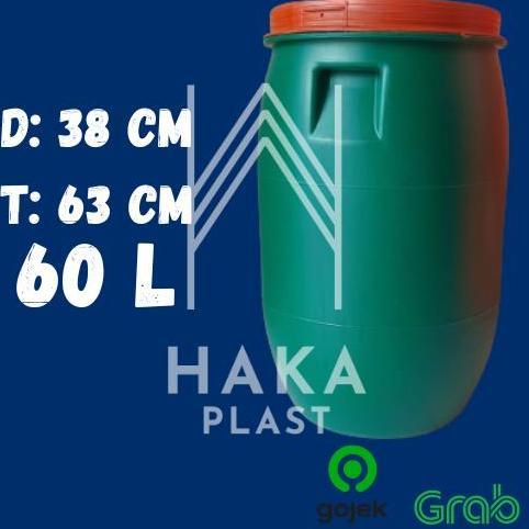 TERBARU - Drum Tempat Sampah / Tong air Plastik Tebal 60 Liter L Biru