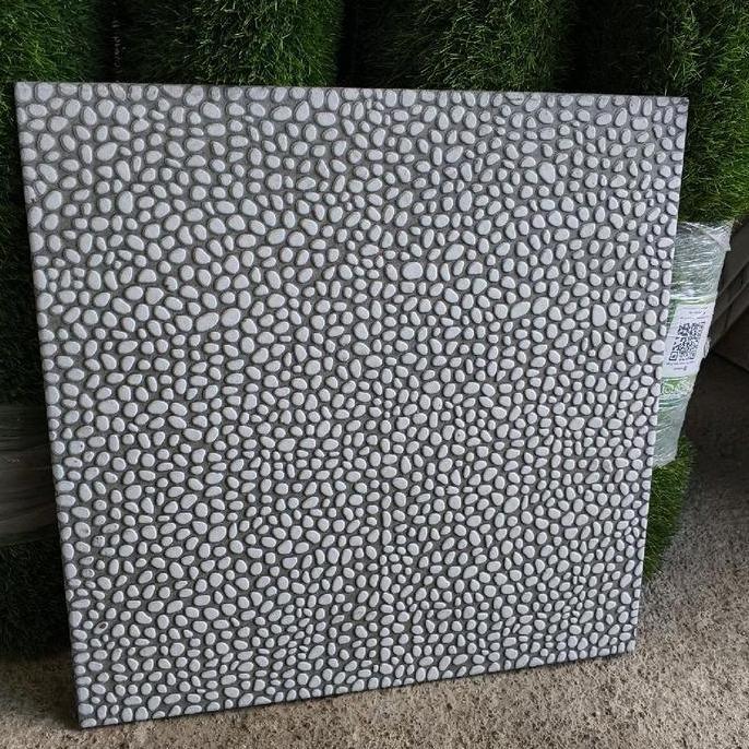 KERAMIK LANTAI 50x50 MATT KASAR BATU KERIKIL ABU -PUTIH / KERAMIK CARPORT / TERAS BATU CORAL / BATU 