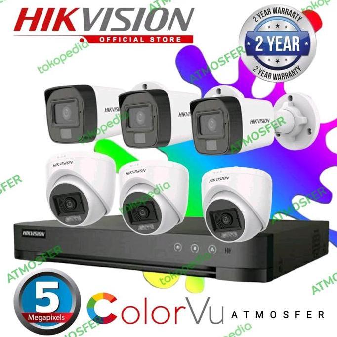 Promo Paket Cctv Hikvision 8 Channel 6 Cctv 5Mp Colorvu Lengkap Original
