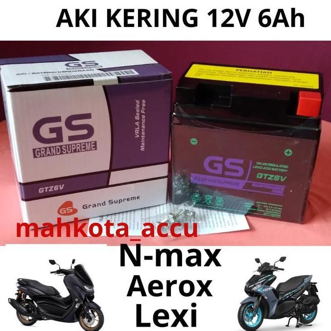 Aki motor Nmax ,PCX, Lexi, , ADV, aki GS grand supreme GTZ6V 12v 6ah