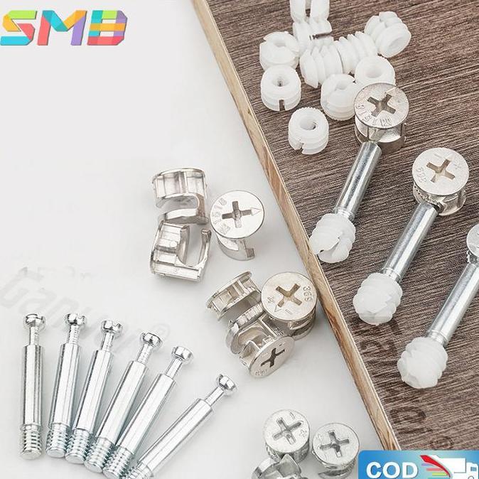 KIMDARY 3 In 1Baut Knock Down Minifix-Baut Knock Down Skrup-Minifix Baut Knock Down Skrup + Casing