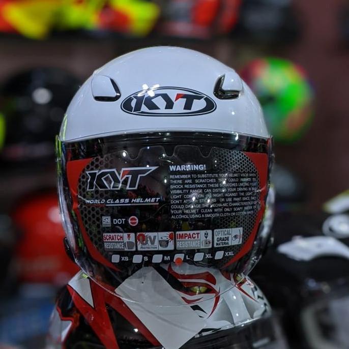 HELM KYT DJ MARU MAXI SOLID WHITE DOUBLE VISOR half face