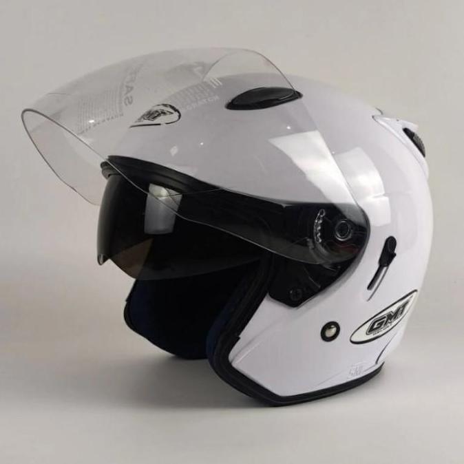 HELM HALF FACE GMT/HELM DOUBLE VISOR/HELM MOTOR SNI/HELM /PUTIH