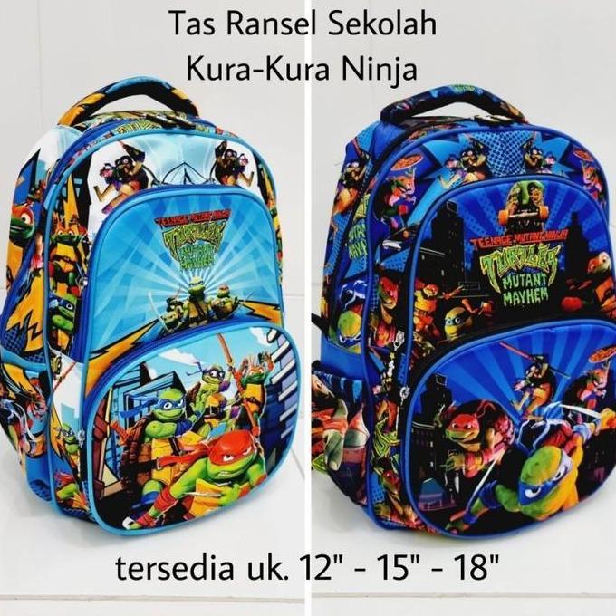 TAS RANSEL SEKOLAH TURTLE NINJA/TMNT MUTANT MAYHEM/KURA NINJA UK. 12"-15"-18" PAUD - TK - SD