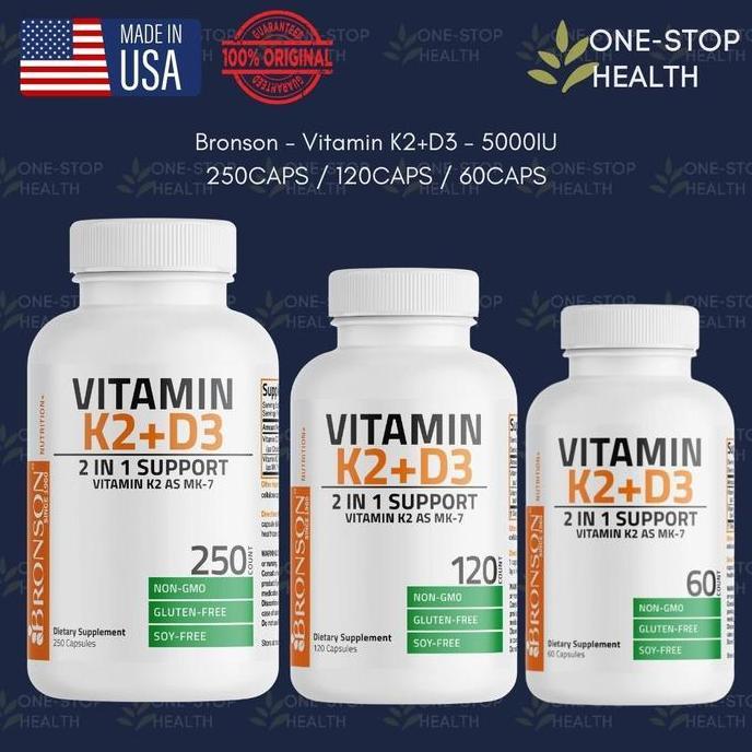 Bitamin- Vitamin K2 D3 Bronson 5000Iu - 60Caps/120Caps/250Caps