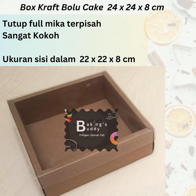 Box Kotak Bolu Cake Tutup Mika 22 x 22 x 8 cm