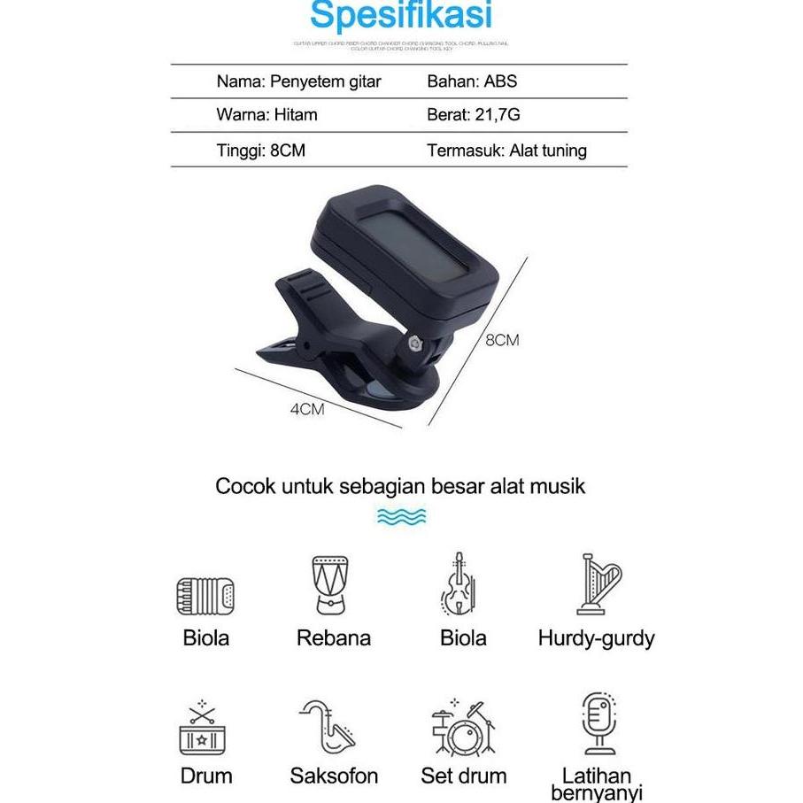 Tuner gitar, tuner alat musik profesional, tuner elektrik, kalibrasi otomatis, pemula universal