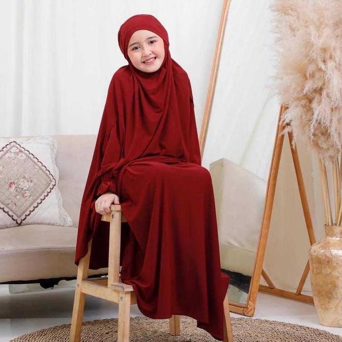 Jersey gamis/abaya kids set jilbab panjang anak perempuan Usia 3-13 Tahun baju muslim syari remaja k