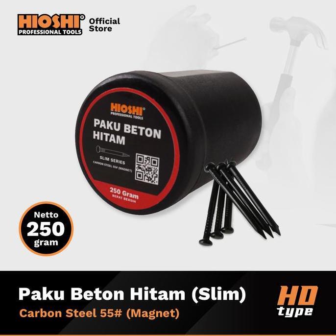 Nutbolt- Hioshi /250Gram/Paku Beton/Hitam/Baja/Tembok/Cor/ 20 25 30 40 50 63 70Mm (Slim) - Hd
