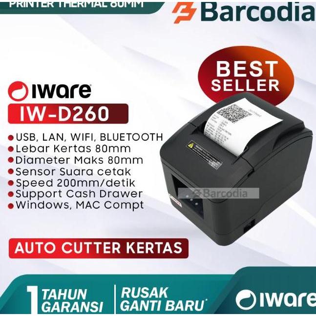 Printer Struk Kasir Thermal Iware Ds260 80Mm Usb / Bluetooth / Wifi / Lan Printer Thermal 80Mm