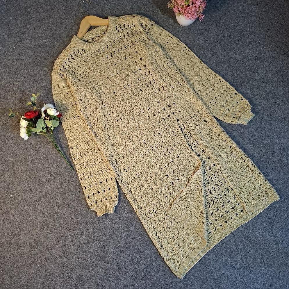 Saless Yarra Blouse Atasan Tunik Rajut Wanita Motif Jaring