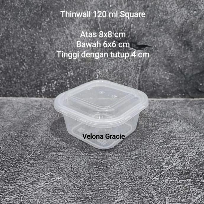 Thinwall 120 ml Square isi 25 pcs Cup Puding Mini Kotak Persegi Microwave