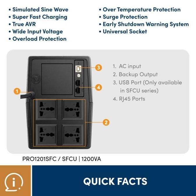 Comcom- Ups Prolink 1200Va 1200 Va 1201 Sfcu + Stabilizer