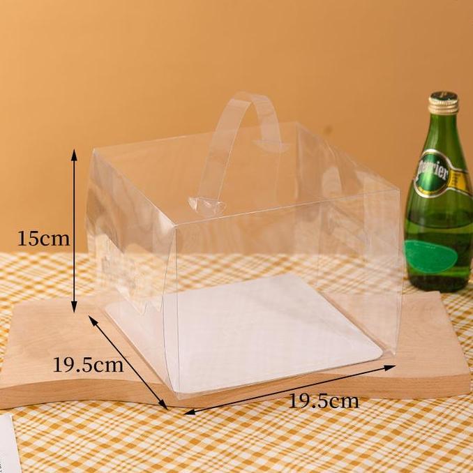 Cake Box Kotak Transparan Kotak Kue Cake Box Mika Bening + Handle