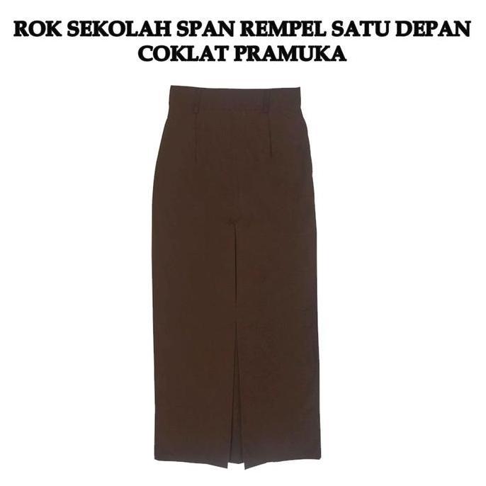 KEKINIAN Rok Panjang Span Rempel satu Warna Abu - Coklat - Hitam - Putih Seragam Sekolah KEKINIAN
