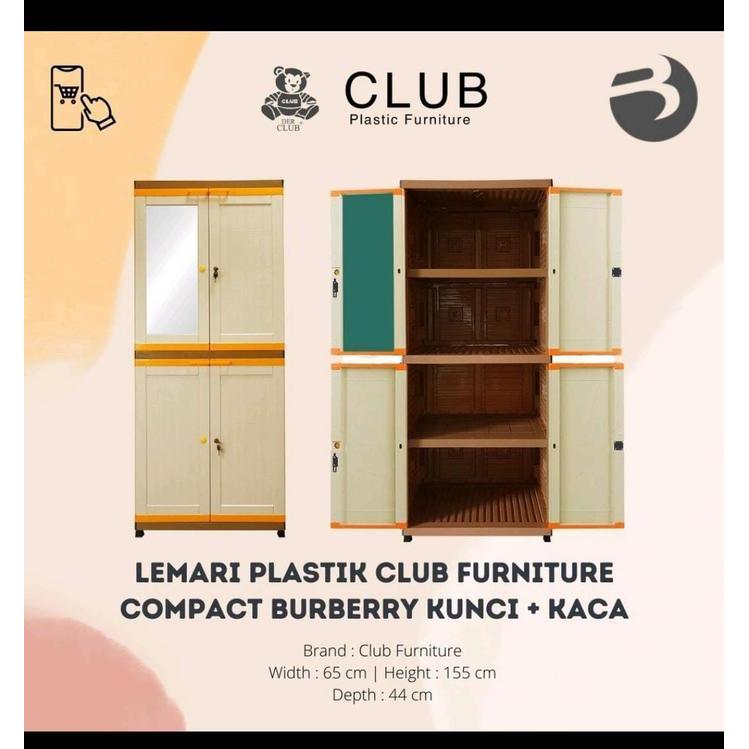 Lemari Plastik CLUB BRY Kaca Kunci / Mirror