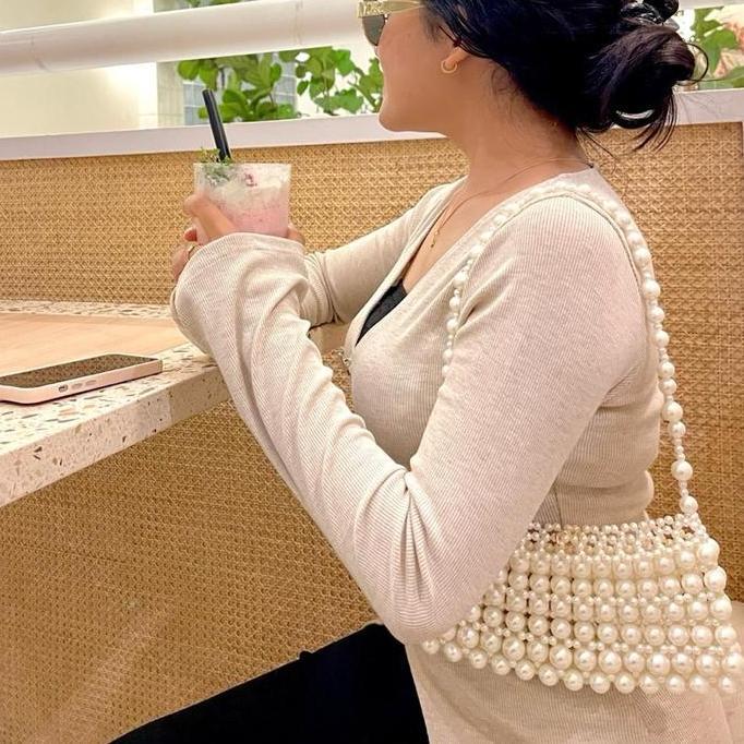 Kasora- Vanilla Pearl Bag || Beaded Bag || Tas Mutiara Handmade || Tas Pesta Manik