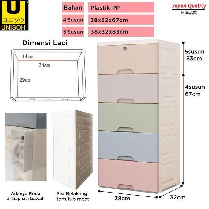 UNISOH Lemari Plastik Pakaian Plastik Laci Susun Drawer Cabinet