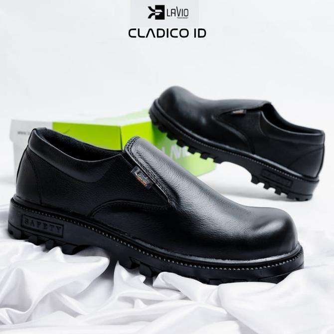 HARGA DISC - Sepatu Safety Boots Pabrik Ujung Besi Slip On Tanpa Tali PDH Pendek Kulit Asli High Qua