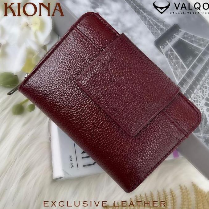Kasora- Valqo Kiona Dompet Kulit Sapi Wanita 13 Kartu 2 Foto Slot Resleting Dompet Kecil Dompet Pend