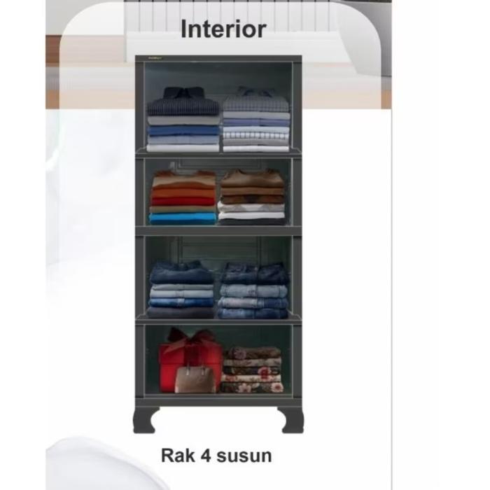Lemari Plastik Napolly susun 4 Rotan motif Rotan