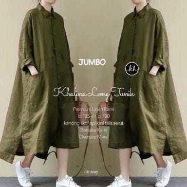 Long Tunik Jumbo Polos Lengan Panjang