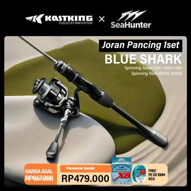 New [Official] Kastking X Seahunter Joran Pancing 1 Set= Blue Shark Joran Ul Power Rod 1.5M/1.68M/1.
