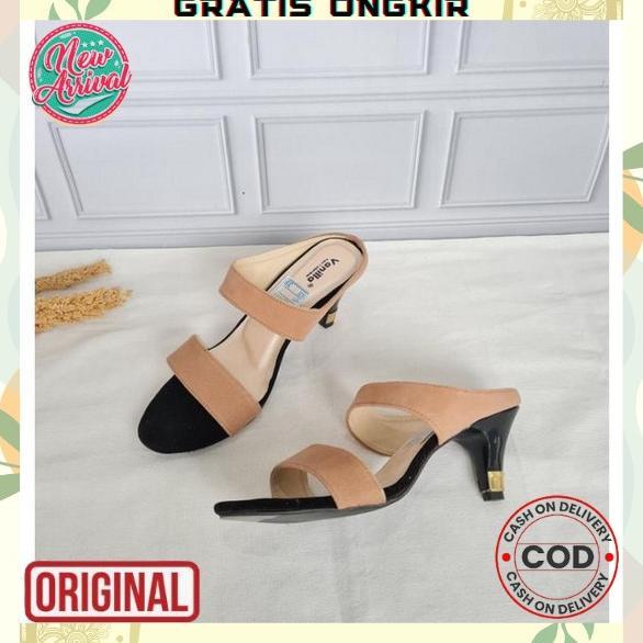 Fladeo Sandal Wanita Chunky Heel Hak Tinggi