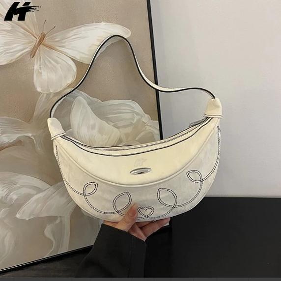 HOT HT Tas Bahu Shoulder Bag Tas Tangan Tas Bordir Fashion Tas Komuter Rantai Korea Sederhana Wanita