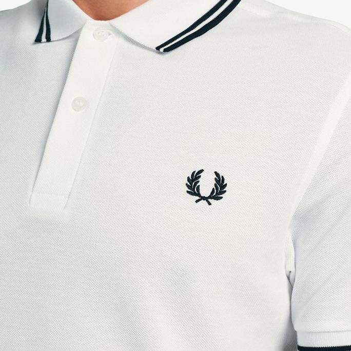 FRED PERRY - FRED PERRY TWIN TIPPED FRED PERRY SHIRT - WHITE-200