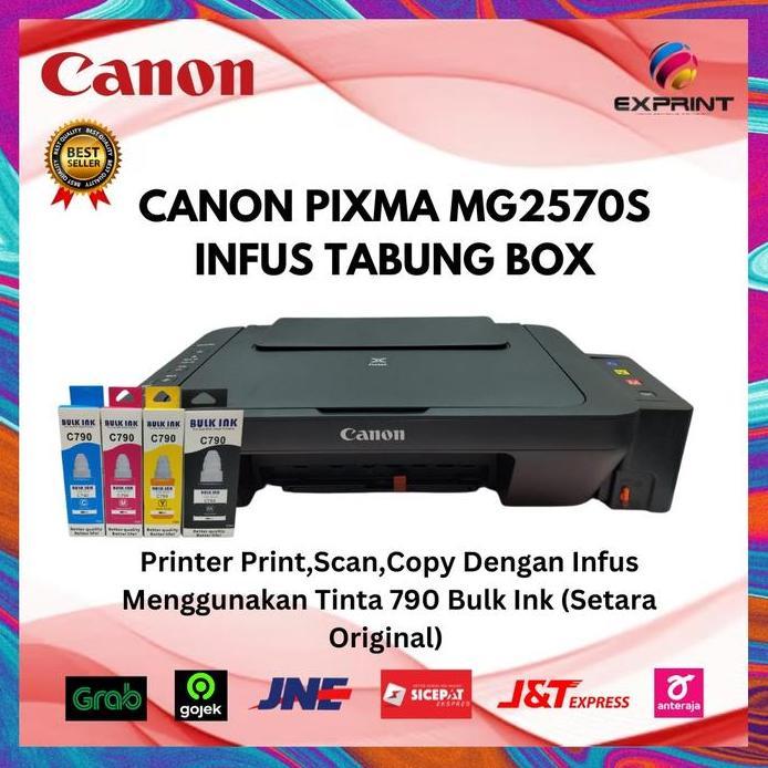 Printer Canon MG2570s + Infus Tabung Box Tinta Bulk Ink murah