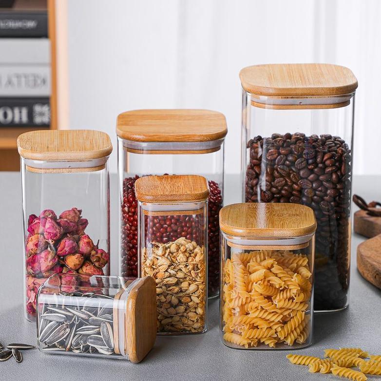 Toples Kaca Tutup Kayu Aesthetic Kedap Udara