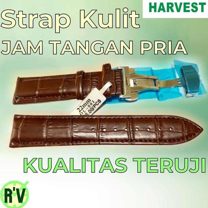 Strap Jam Tangan Butterfly Clasp Kulit - Hitam