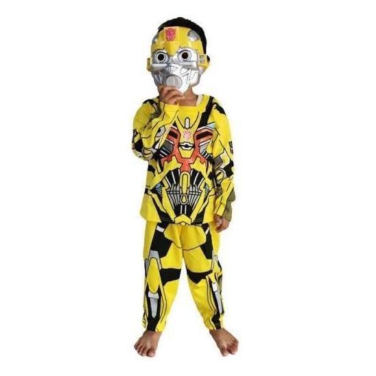 Kostum Anak Robot Bumbleebee Topeng kaos setelan