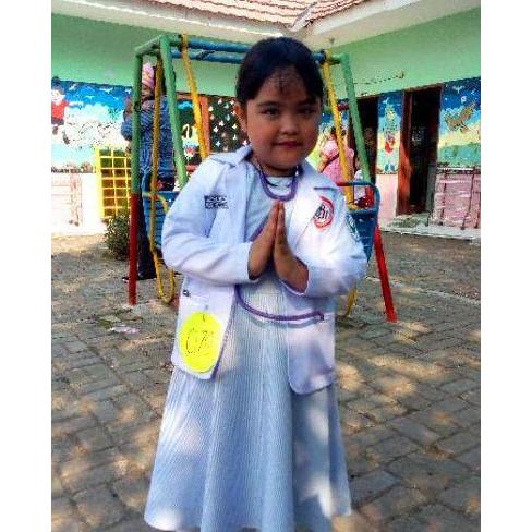 Jas Dokter anak Perempuan Komplit Logo IDI,Stetoskop Baju Dokter anak perempuan Kostum Dokter anak F