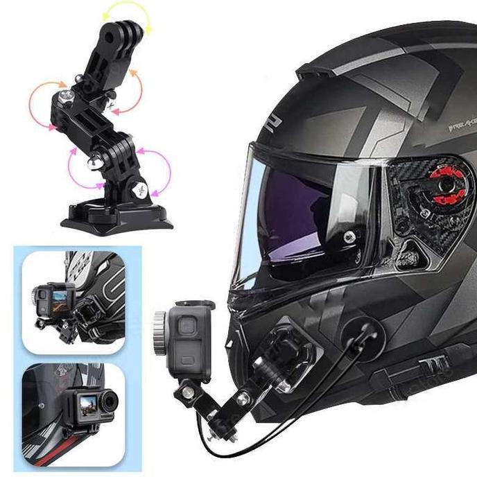 braket holder kamera Helm Motor Full Face Mount untuk kamera GoPro yi sjcam action cam