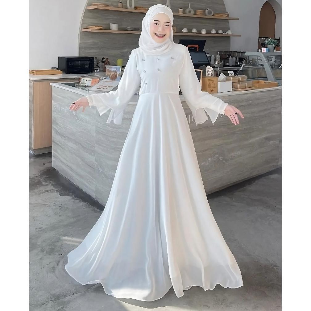 Aura Dress Gamis Ceruty Babydoll Payet Mutiara Pesta