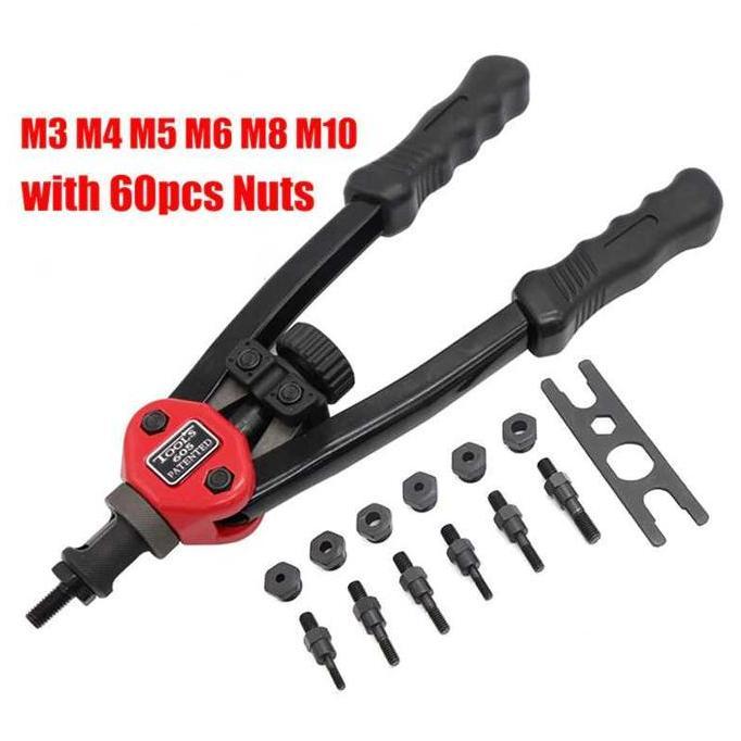Sale Tang Rivet Paku Mur Tanam M3 M4 M5 M6 M8 Dan M10 Nut Ripet Tembak Hand Riveters With Nuts 60 Pc
