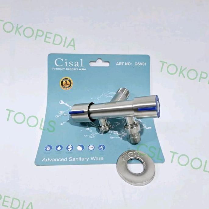 Teruss- Keran Shower 2 Cabang Katup Double Stainless 304 Bano