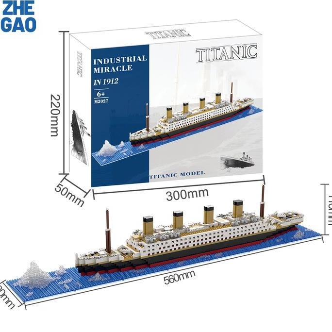 Yuniviana_ - ZHEGAO Mainan Bricks Titanic 56cm Model 3D Puzzle 1878Pcs besar Warship Mini Bricks Nan