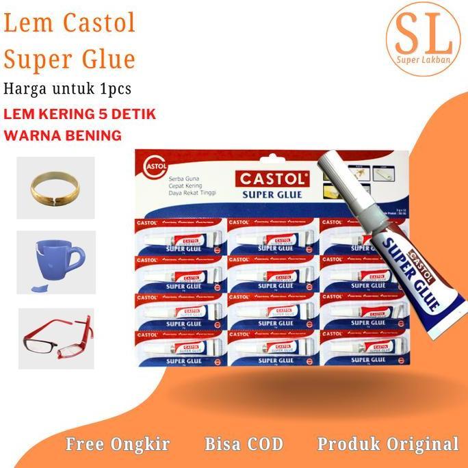 Lem Castol Super Glue Multifungsi Lem Kacamata Keramik Pecah Patah Serbaguna 3gram