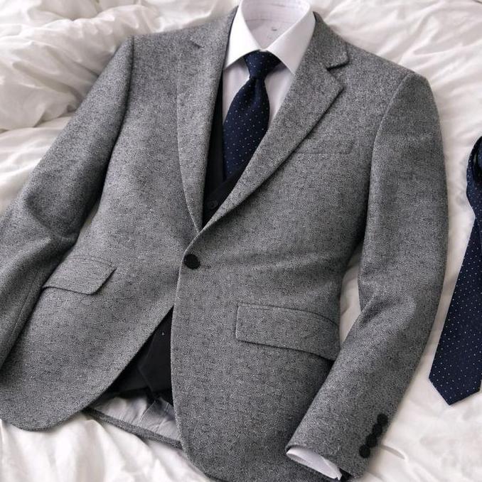 Selikobrter  - jas pria blazer pria abu tebal slimFit original gorgoraz fg blazer Casual Fleece Poly