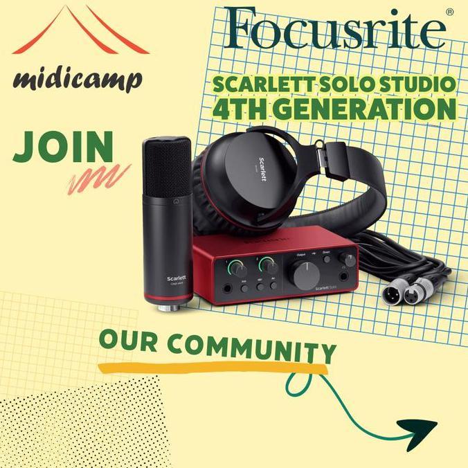 Focusrite Scarlett Solo Studio 4Th Gen Paket Audio Interface Alat Rekaman Home Studio Podcast | Prom