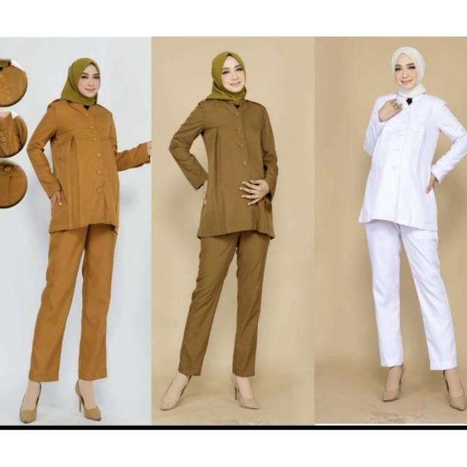Termurah / Hot Sale Elfonte Blazer Baju Kerja Kantor Seragam Pns Baju Hamil - Bazer Putih Seragam Di