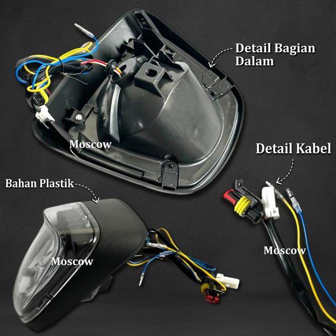 Lampu Belakang MOSCOW VESPA-X Stoplamp V.3 Model X Storm Moto CLEAR SMOKE PNP FOR Vespa Sprint Prima